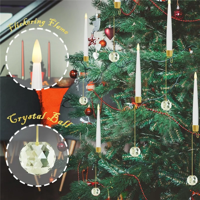 12Pcs LED Taper Candle Light Christmas Tree Ornaments Festival Decoration with Remote Control - Snowflake