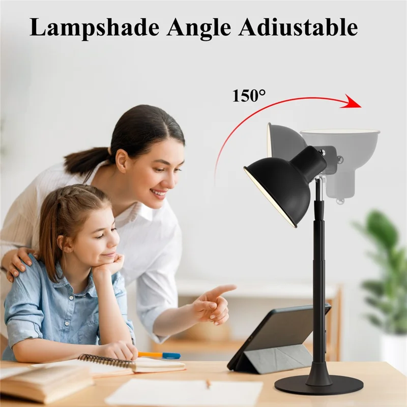 Lámpara de mesa extensible con protección ocular EFL001-P, enchufe EU, 3 temperaturas de color, regulable, negra