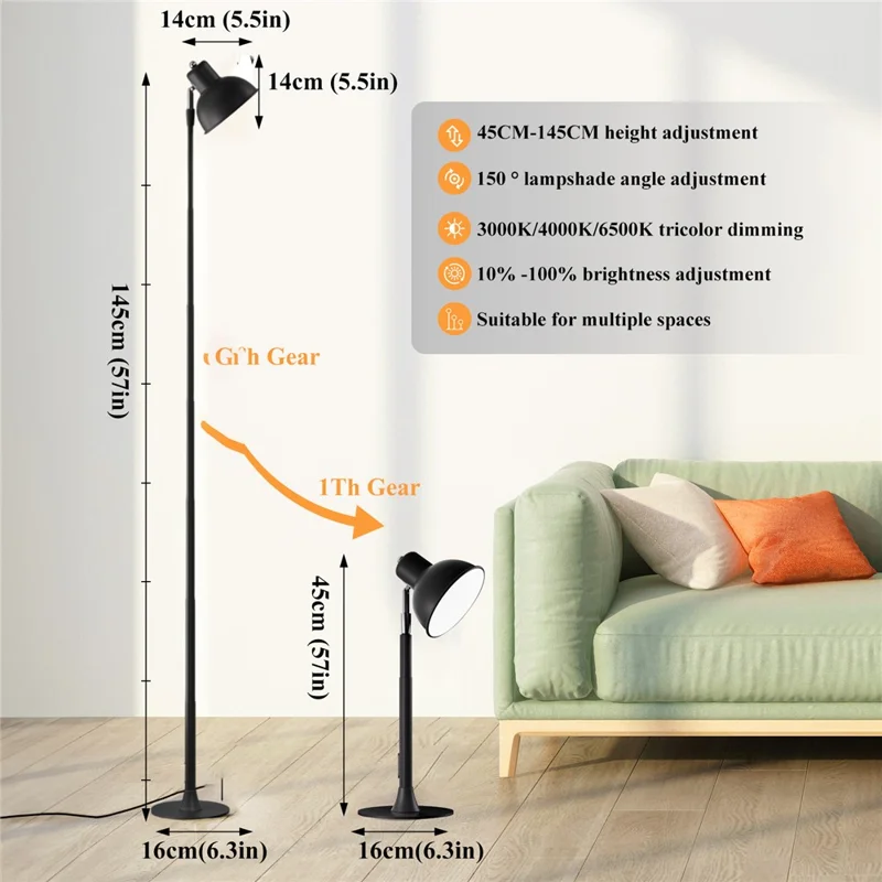 Lámpara de mesa extensible con protección ocular EFL001-P, enchufe EU, 3 temperaturas de color, regulable, negra