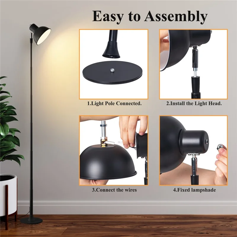 Lámpara de mesa extensible con protección ocular EFL001-P, enchufe EU, 3 temperaturas de color, regulable, negra