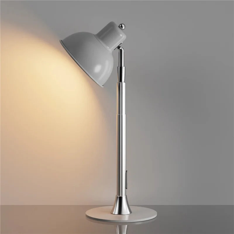 Lámpara de mesa extensible de arte en hierro EFL001-P para estudio, lectura y habitación de invitados, protección ocular, enchufe EU - Plata