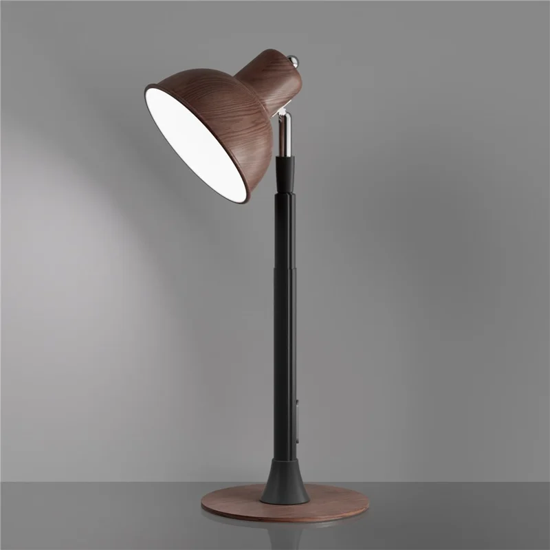 EFL001-P Extendable Iron Art Desk Lamp Study Reading Guest Room Eye Protection Water Transfer Print Light, EU Plug - Walnut Color
