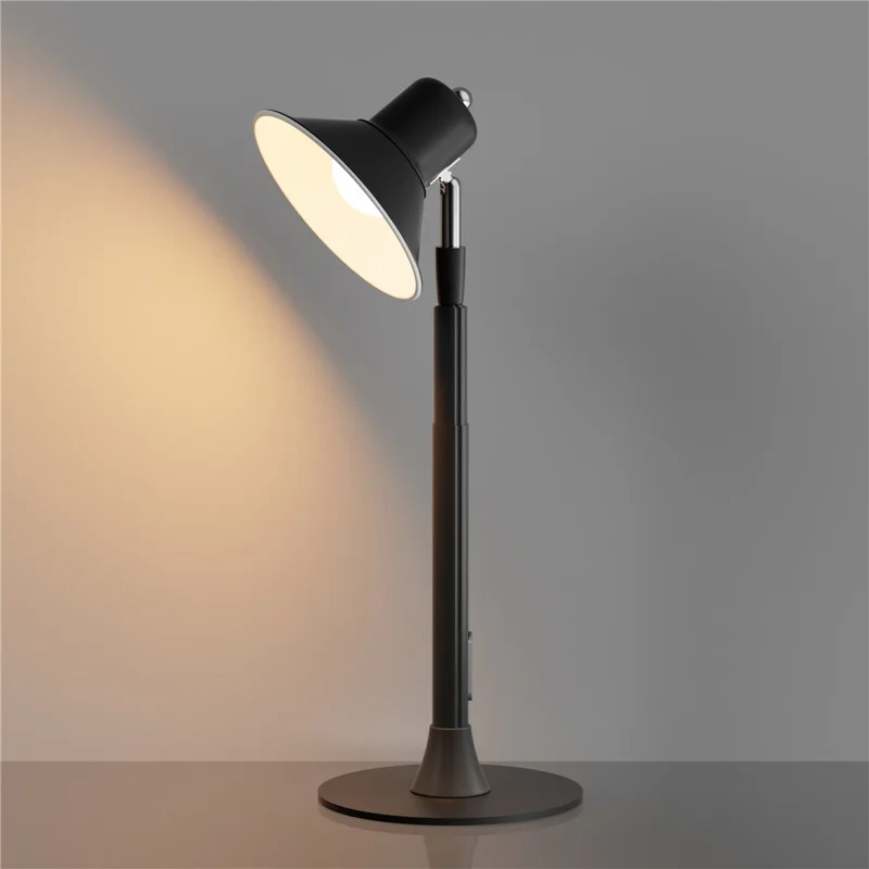 EFL002-U Lámpara de lectura extensible de arte en hierro para estudio, dormitorio de invitados, con protección para los ojos, alimentada por USB - Negro