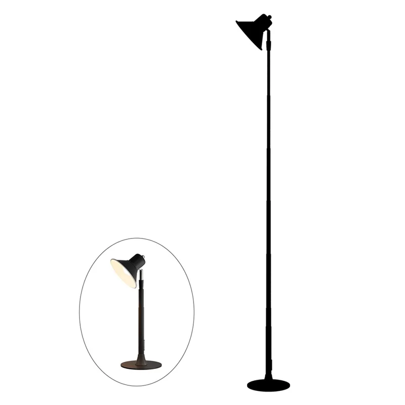 Lámpara de mesa extensible EFL002-P de arte en hierro para estudio, lectura y habitación de invitados, protección ocular, enchufe europeo - Negro