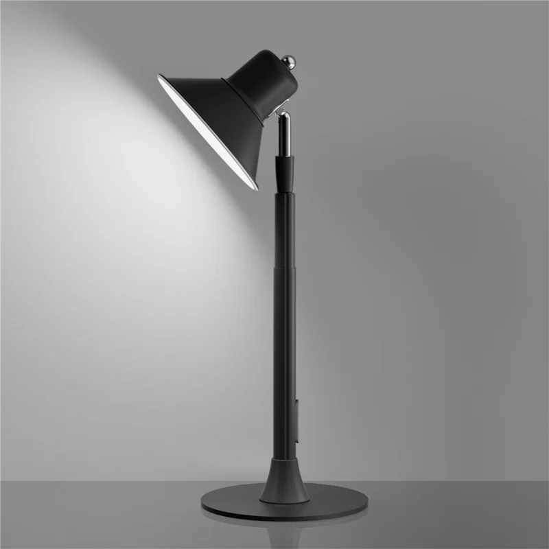 Lámpara de mesa extensible EFL002-P de arte en hierro para estudio, lectura y habitación de invitados, protección ocular, enchufe europeo - Negro