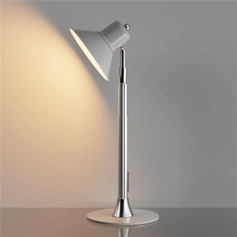 EFL002-P Extendable Iron Art Desk Lamp Study Reading Guest Room Eye Protection Table Light, EU Plug - Silver