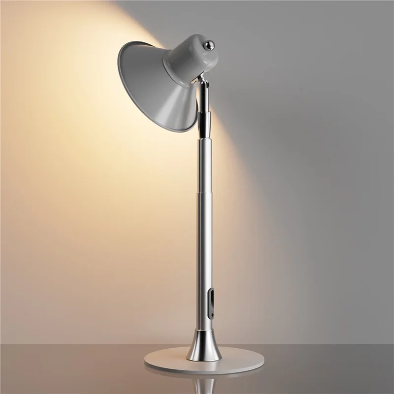 EFL002-P Extendable Iron Art Desk Lamp Study Reading Guest Room Eye Protection Table Light, EU Plug - Silver