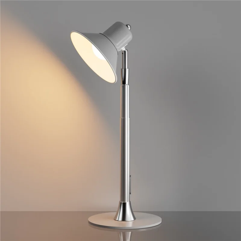 EFL002-P Extendable Iron Art Desk Lamp Study Reading Guest Room Eye Protection Table Light, EU Plug - Silver