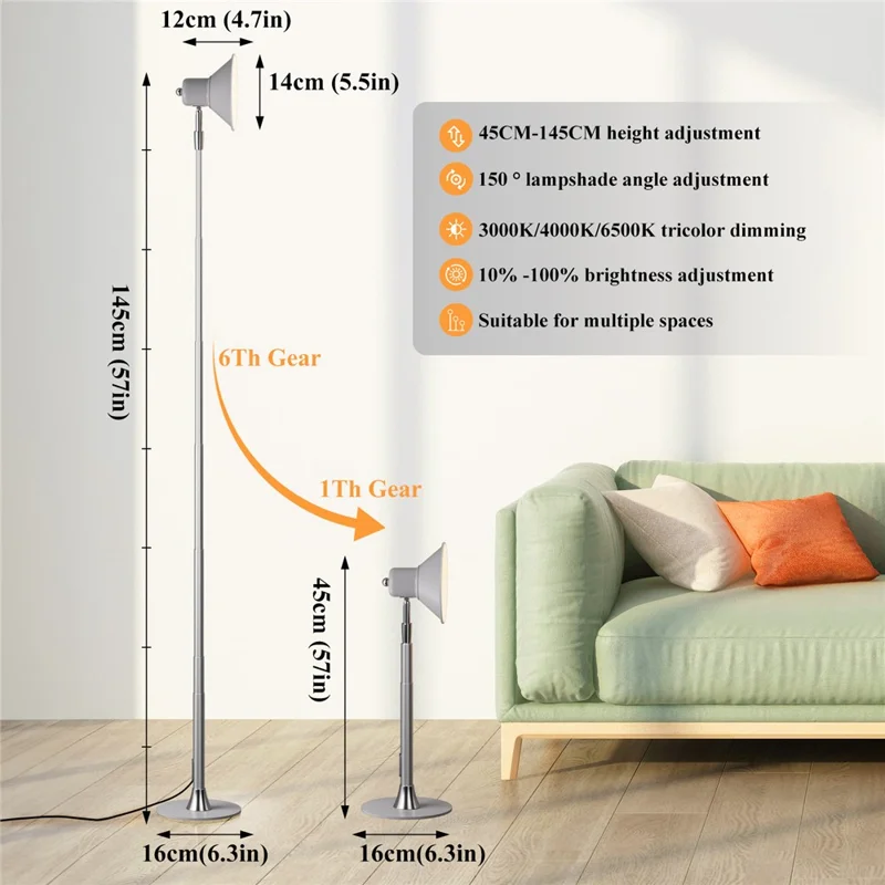 EFL002-P Extendable Iron Art Desk Lamp Study Reading Guest Room Eye Protection Table Light, EU Plug - Silver