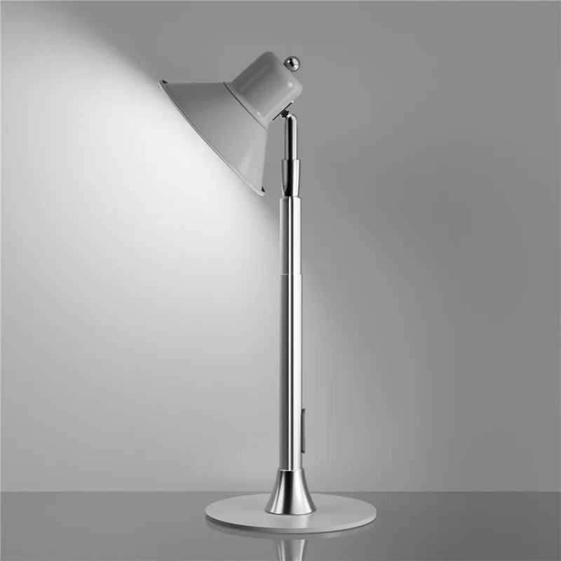 EFL002-P Extendable Iron Art Desk Lamp Study Reading Guest Room Eye Protection Table Light, EU Plug - Silver