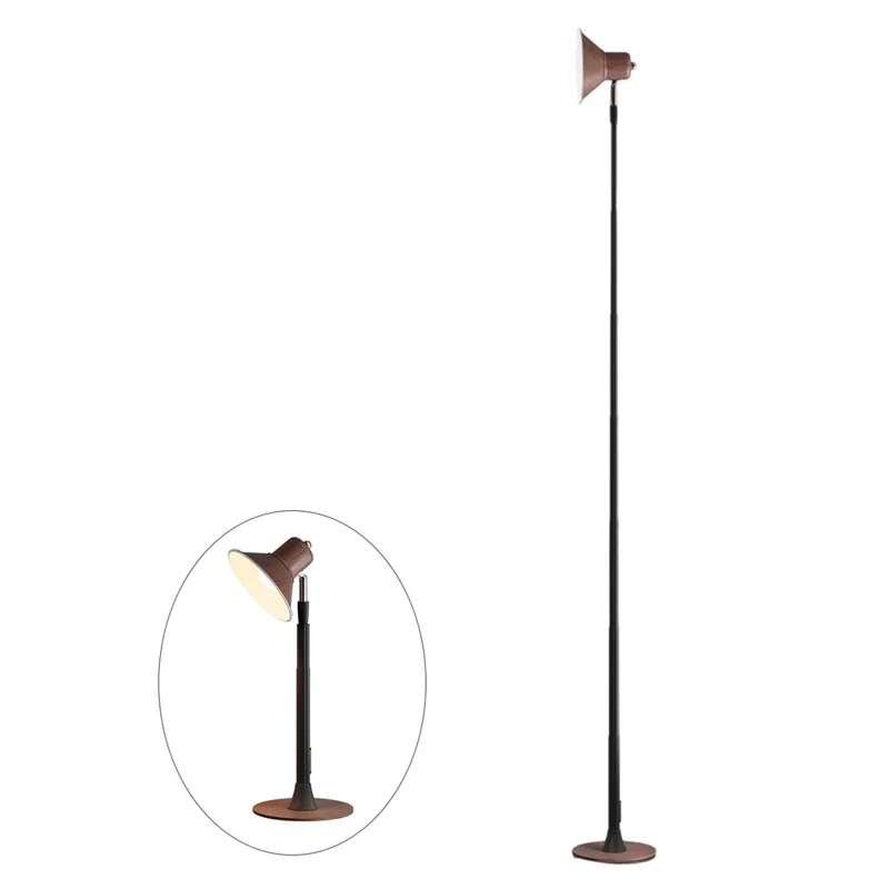 EFL002-P Lámpara de pie LED extensible con protección ocular, enchufe europeo, 3 temperaturas de color, regulable - Color nogal