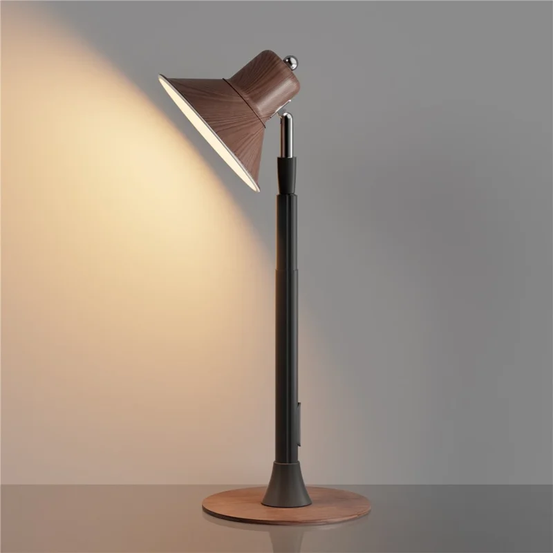EFL002-P Lámpara de pie LED extensible con protección ocular, enchufe europeo, 3 temperaturas de color, regulable - Color nogal
