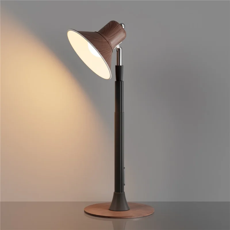 EFL002-P Lámpara de pie LED extensible con protección ocular, enchufe europeo, 3 temperaturas de color, regulable - Color nogal