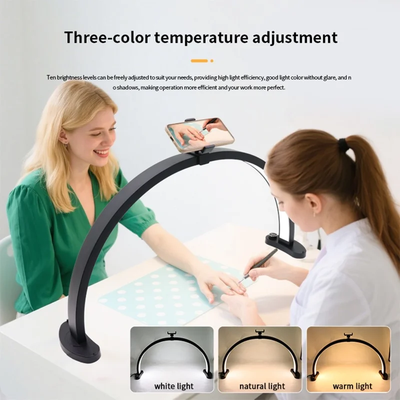 HD-M11X 28 Inch LED Light Eye Care U-Shaped Shadowless Fill Light Semi-Circular Desktop Beauty Lamp for Tattoo / Nail Art - US Plug