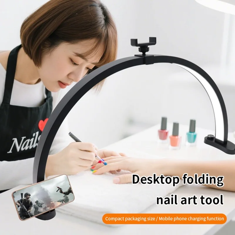 HD-M11X 28 Inch LED Light Eye Care U-Shaped Shadowless Fill Light Semi-Circular Desktop Beauty Lamp for Tattoo / Nail Art - US Plug
