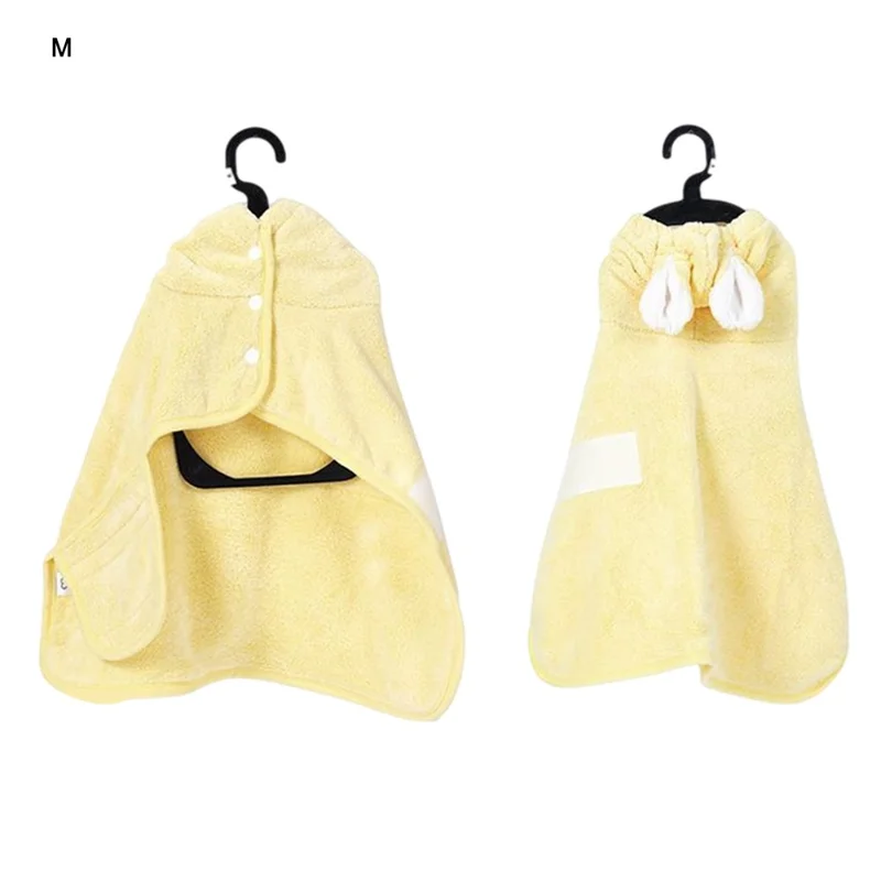 Taille M Serviette de bain rapide pour chiens chats Absorbant Peignoir en polaire à capuche pour animaux de compagnie, pour animaux de 10 à 20 kg - Jaune