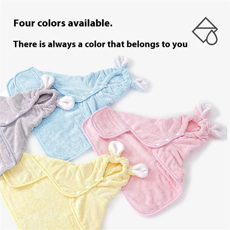 Serviette de bain rapide à séchage rapide pour chiens et chats, en polaire absorbante, avec capuche, pour animaux de compagnie de 20 à 32,5 kg - Rose