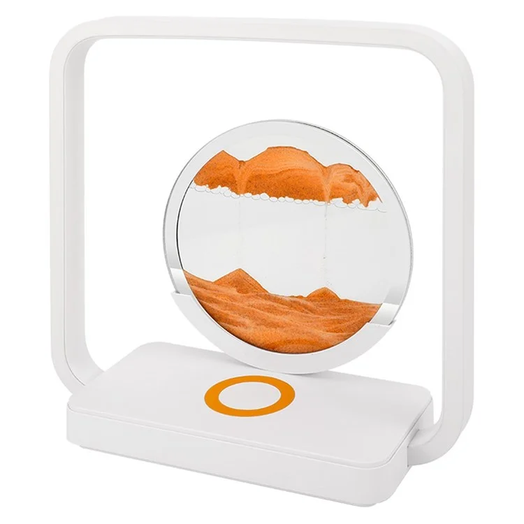 AX-213 Moving Sand Art Decor Lamp 3D Sandscapes Desk Toy Quicksand Painting Light with Wireless Charger - Yellow