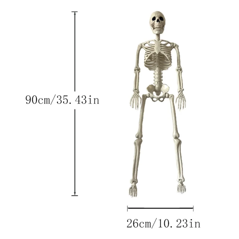 90cm Full Body Halloween Party Posable Skeleton with Movable Joints Haunted House Horror Prop Gift