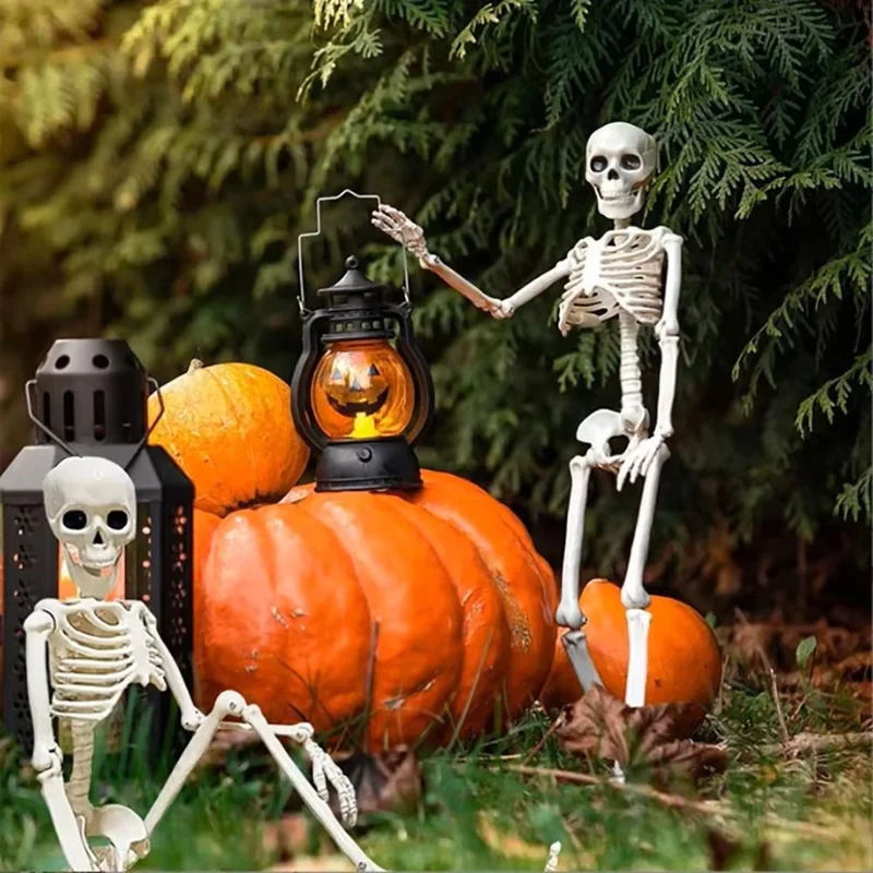 165cm Full Body Halloween Party Posable Skeleton with Movable Joints Haunted House Horror Prop Gift