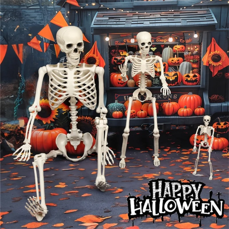 165cm Full Body Halloween Party Posable Skeleton with Movable Joints Haunted House Horror Prop Gift