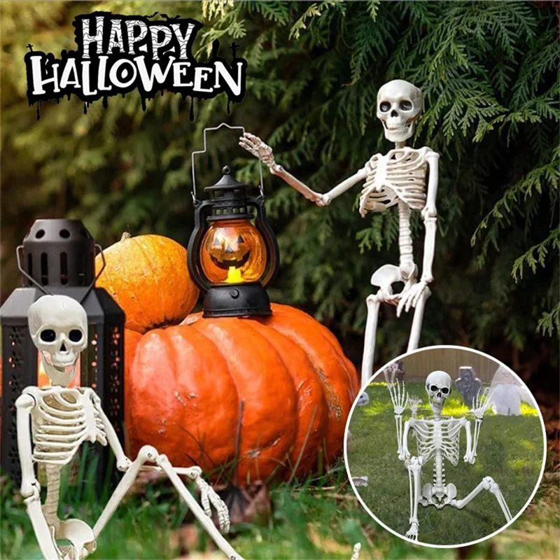 165cm Full Body Halloween Party Posable Skeleton with Movable Joints Haunted House Horror Prop Gift
