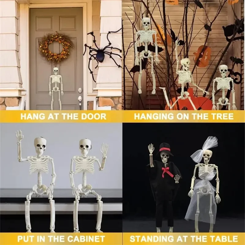 165cm Full Body Halloween Party Posable Skeleton with Movable Joints Haunted House Horror Prop Gift