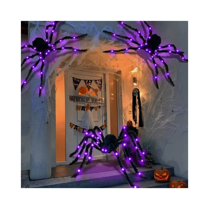 125cm Halloween Giant Spider 8 Modes Light Up Spider Party Decoration Haunted House Prop Gift
