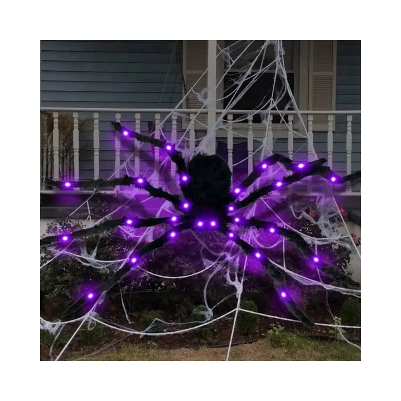 125cm Halloween Giant Spider 8 Modes Light Up Spider Party Decoration Haunted House Prop Gift