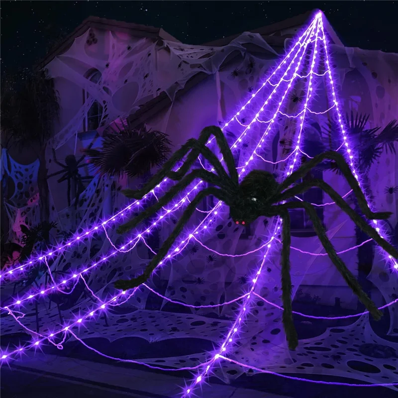 150cm Halloween Giant Spider 8 Modes Light Up Spider Party Decoration Haunted House Prop Gift