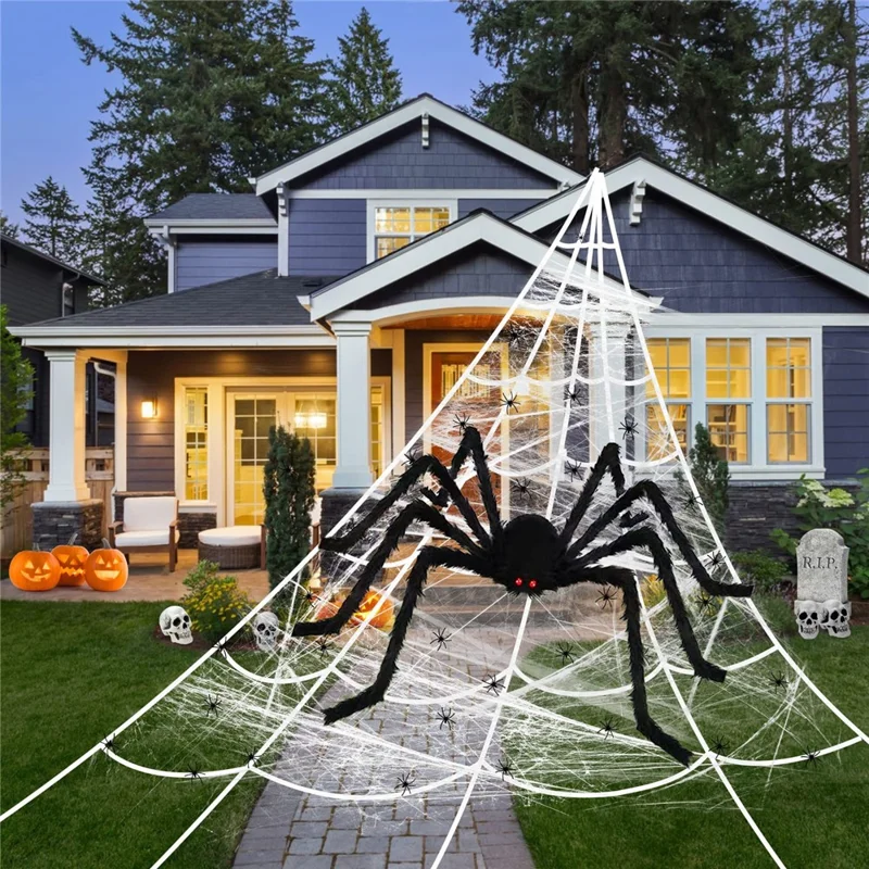 50cm Realistic Plush Spider Haunted House Prop Gift Giant Spider Halloween Party Spooky Decoration