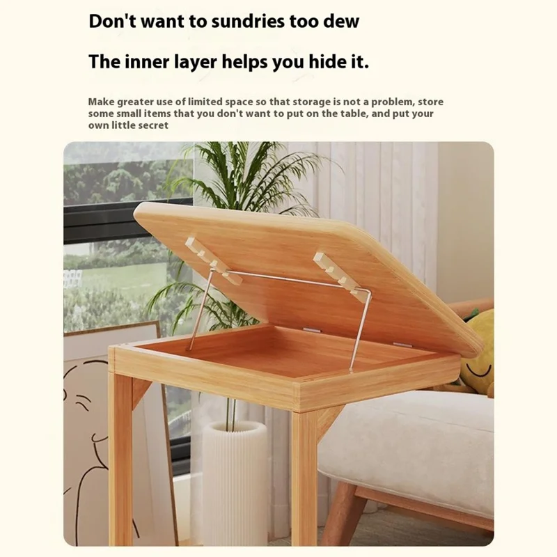 C-Shaped Bedside Table with Wheels 60CM Removable Overbed Desk Tilt Top Rolling Nightstand for Bedroom - Walnut