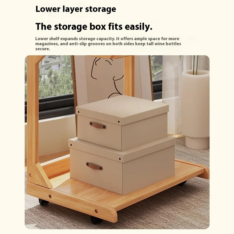 C-Shaped Bedside Table with Wheels 60CM Removable Overbed Desk Tilt Top Rolling Nightstand for Bedroom - Walnut