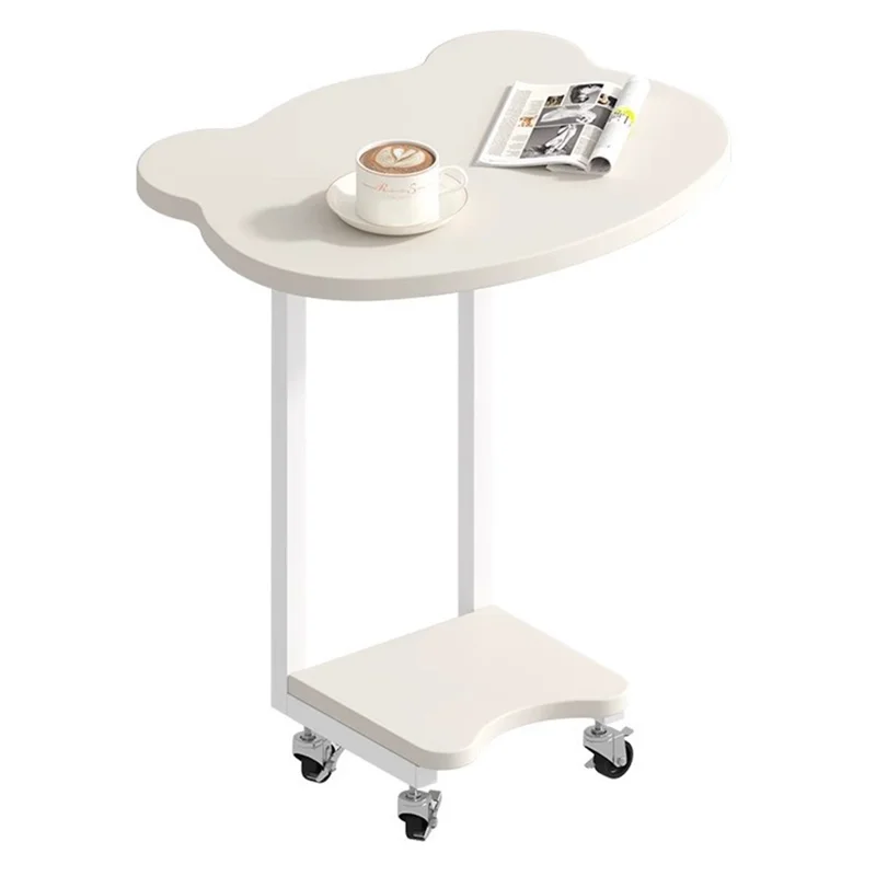 Creative Panda-Shaped Side Table Movable Coffee Table Minimalist Nightstand for Living Room / Bedroom - White