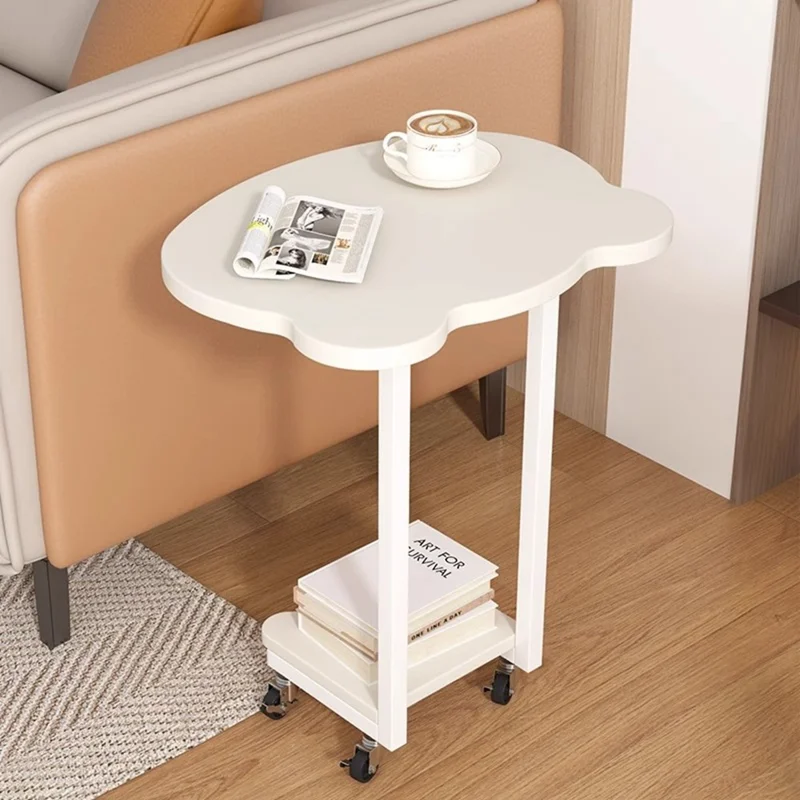Creative Panda-Shaped Side Table Movable Coffee Table Minimalist Nightstand for Living Room / Bedroom - White