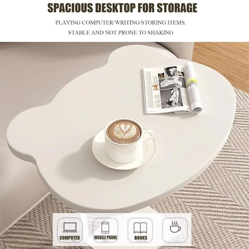 Creative Panda-Shaped Side Table Movable Coffee Table Minimalist Nightstand for Living Room / Bedroom - White