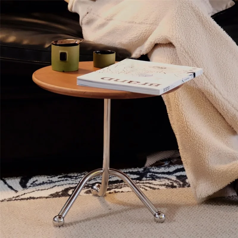 51cm Nordic Style Round Side Table Small Coffee Table Sofa End Table Creative Nightstand for Living Room - Walnut