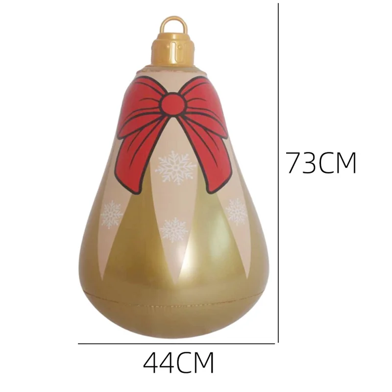 Inflatable Christmas Hanging Ornament Ball Waterproof Foldable PVC Lantern for Outdoor Party Yard Decor - Gold Bell