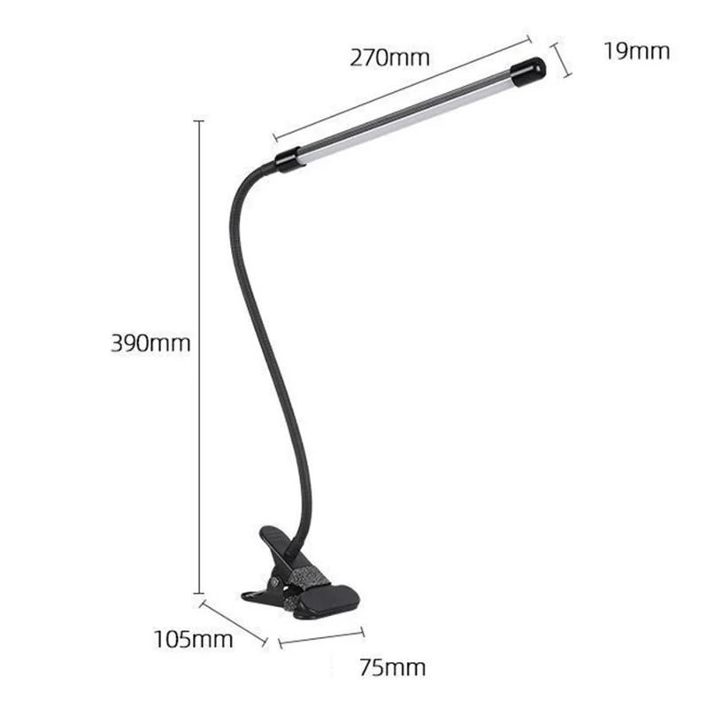 LED Desk Lamp Eye-Care for Students Dorm Bedroom Reading USB Clamp Flexible Gooseneck Night Light 3 Color Modes
