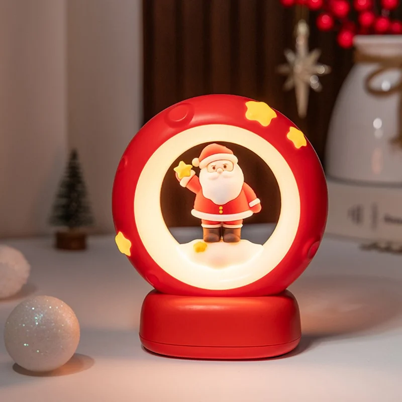 Lampa nocna w kształcie gwiazdki na Boże Narodzenie, regulacja jasności, sterowanie dotykowe, lampa nocna do sypialni, dekoracja do pokoju dziecięcego - czerwony Mikołaj