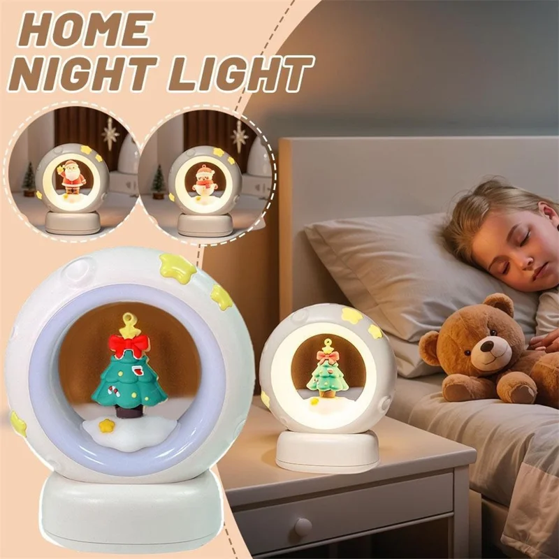 Lampa nocna w kształcie gwiazdki na Boże Narodzenie, regulacja jasności, sterowanie dotykowe, lampa nocna do sypialni, dekoracja do pokoju dziecięcego - czerwony Mikołaj