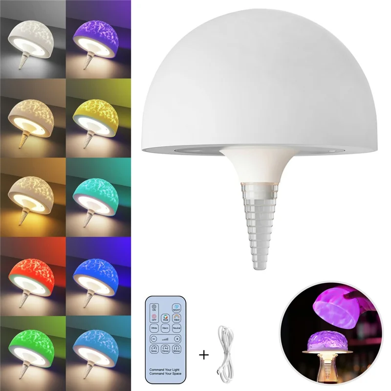 Lámpara de mesa de noche con proyección RGB, control remoto, luz de botella decorativa y luz ambiente nocturna