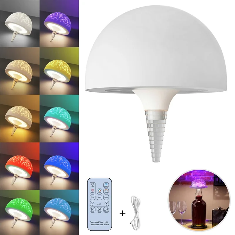 Lámpara de mesa de noche con proyección RGB, control remoto, luz de botella decorativa y luz ambiente nocturna