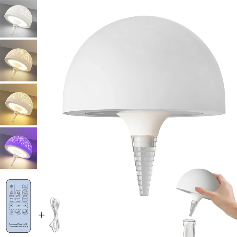 Lámpara de mesa de noche con proyección RGB, control remoto, luz de botella decorativa y luz ambiente nocturna