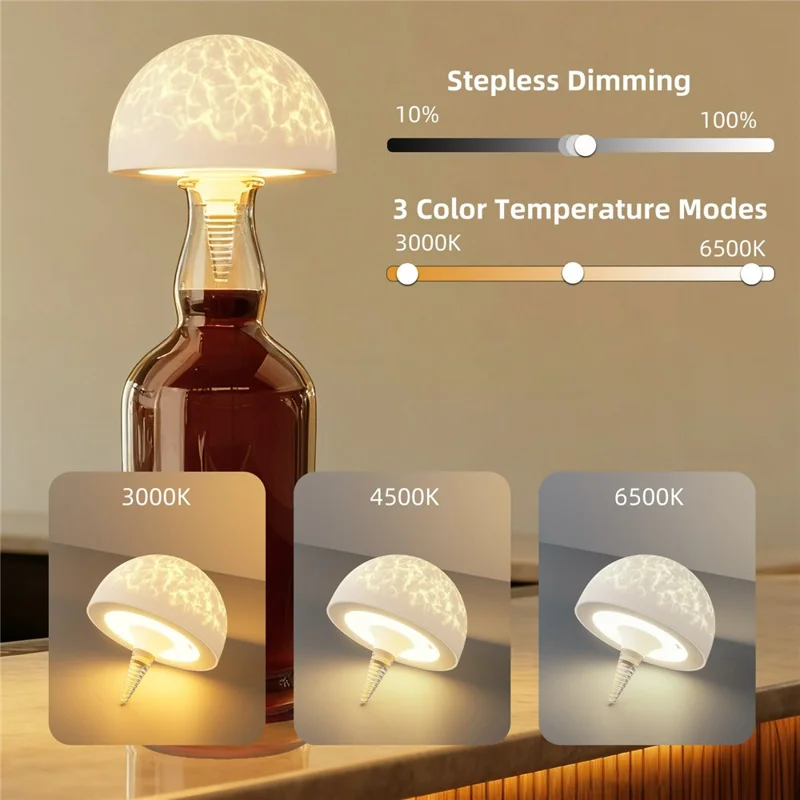 Lámpara de mesa de noche con proyección RGB, control remoto, luz de botella decorativa y luz ambiente nocturna
