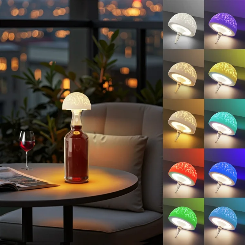 Lámpara de mesa de noche con proyección RGB, control remoto, luz de botella decorativa y luz ambiente nocturna