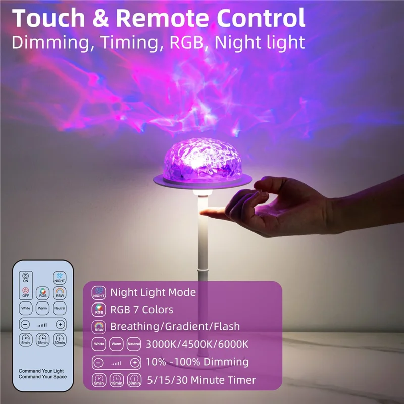 WBL001-T Креативная прикроватная лампа с регулируемой высотой, декоративный светодиодный настроечный свет, пульт дистанционного управления, диммируемый ночной свет