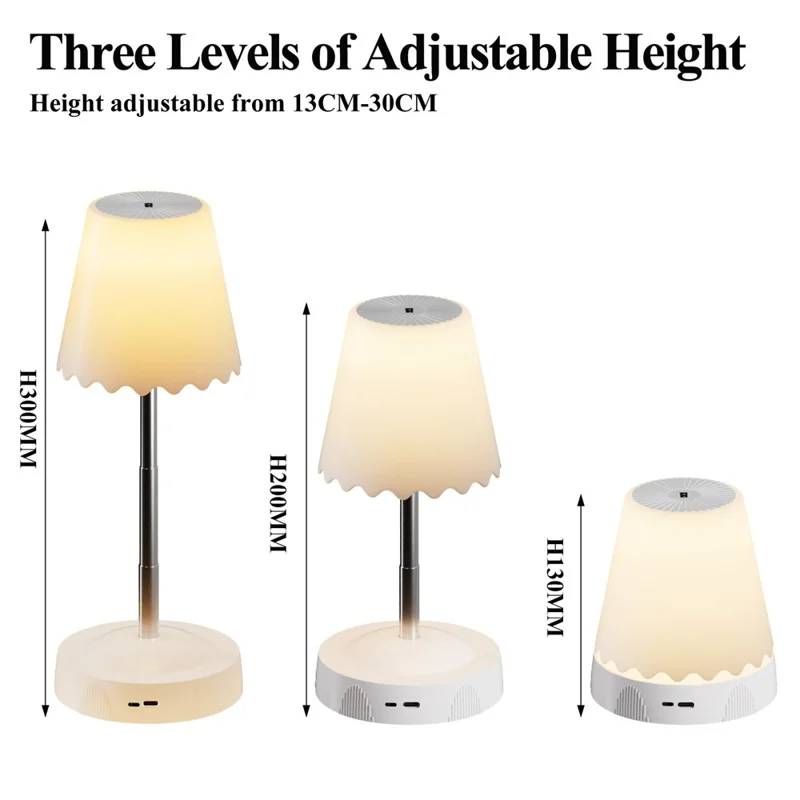 HDT001 USB Rechargeable RGB Desk Lamp Adjustable Height Gesture Sensing Dimmable Bedside Night Light - White