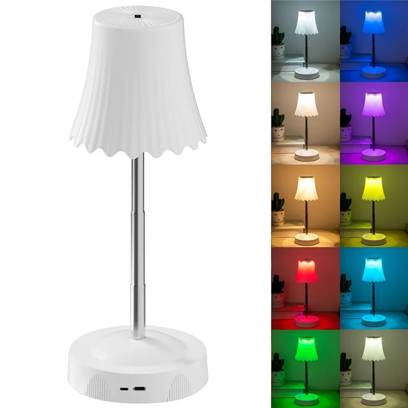HDT002 Gesture Sensor RGB Ambient Light Adjustable Height Dimmable Bedside Lamp USB Rechargeable Night Light - White