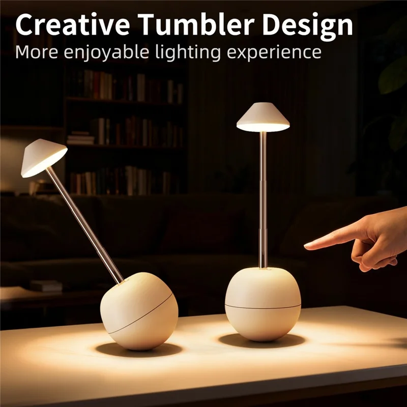 RPT002 Tumbler Design LED Night Light Adjustable Height Decorative Table Lamp Bedside Mood Lighting with Remote - White